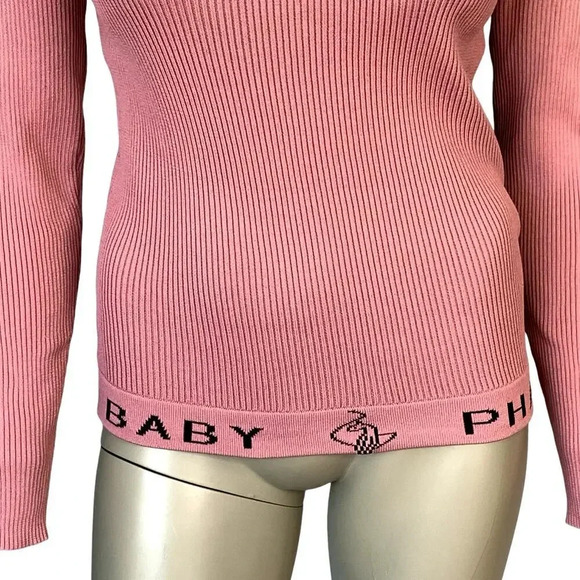 Baby Phat Love Star Long Sleeve Crewneck Rib Knit Sweater Pullover Size 1X Pink - Picture 4 of 16